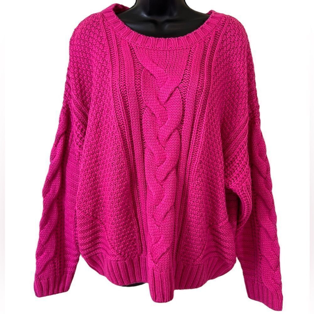 Chunky Cable Knit Pullover Sweater by ONE A